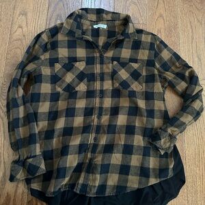 beachlunchlounge Black and Brown Plaid Button Down Shirt